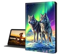 Cdkfxjy iPad Case for iPad Pro 12.9 2022/2021/2020/2018 - Slim Lightweight, Protective Tablet Cover, Adjustable Stand, Auto Wake/Sleep - Aurora Wolves