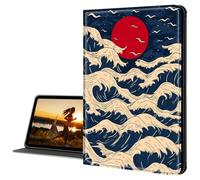 Cdkfxjy iPad Case for iPad Pro 12.9 2022/2021/2020/2018 - Slim Lightweight, Protective Tablet Cover, Adjustable Stand, Auto Wake/Sleep - Ocean Waves Red Sun