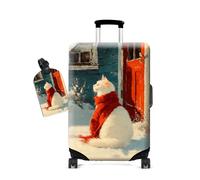 Cdkfxjy Luggage Cover and Luggage Tags for Travel Man Women,Washable,Anti-Scratch Suitcase Protector Covers Fits 30-32 Inch Luggage,Cat on The Snow