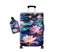 Cdkfxjy Luggage Cover and Luggage Tags for Travel Man Women,Washable,Anti-Scratch Suitcase Protector Covers Fits Luggage, Lotus in the Pond, S(for 19-21 inch)
