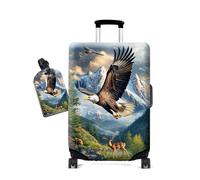 Cdkfxjy Luggage Cover and Luggage Tags for Travel Man Women,Washable,Anti-Scratch Suitcase Protector Covers Fits Luggage, Bald Eagle Soaring above deer, L(for 26-29 inch)