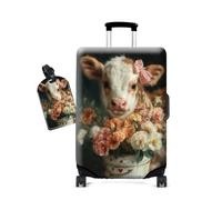 Cdkfxjy Luggage Cover and Luggage Tags for Travel Man Women,Washable,Anti-Scratch Suitcase Protector Covers Fits 22-25 Inch Luggage,Cow in Bucket