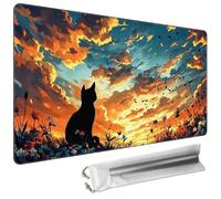 Cdkfxjy MTG Playmat 27.5 x 15.7in Includes Storage Bag,TCG Playmat with Soft Surface Premium Non-Slip Rubber Backing Stitched Edges Durable Gaming Mat,Cat Watching Sky
