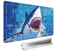 Cdkfxjy MTG Playmat with Magic Zone 24 x 14in Includes Storage Bag,TCG Playmat with Soft Surface Premium Non-Slip Rubber Backing Stitched Edges Durable Gaming Mat,Great White Shark
