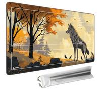 Cdkfxjy Playmats with Magic Zone 24×14in(TCG MTG,Free Storage Bags,Waterproof Non-Slip Rubber Backing,Stitched Edges,Suitable for Beginner)- Lonely Wolf