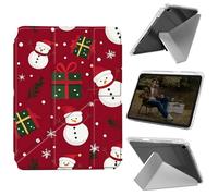 Cdkfxjy Tablet Case for iPad 10.2 inch 2021/2020/2019 - Folding Y-Shaped, Hard Transpatent Back, Mulit Angle Stand, Protective Cover with Pencil Holder Snowman