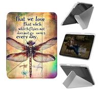 Cdkfxjy Tablet Case for iPad 10.2 inch 2021/2020/2019 - Folding Y-Shaped, Hard Transpatent Back, Mulit Angle Stand, Protective Cover with Pencil Holder - Dragonfly Bible Words
