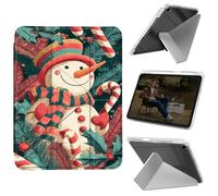 Cdkfxjy Tablet Case for iPad 10.2 inch 2021/2020/2019 - Folding Y-Shaped, Hard Transpatent Back, Mulit Angle Stand, Protective Cover with Pencil Holder - Snowman Candycane