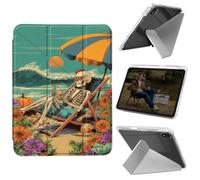 Cdkfxjy Tablet Case for iPad 10th Generation 10.9 inch 2022 - Folding Y-shaped, Hard Transpatent Back, Mulit Angle Stand, Protective Cover with Pencil Holder - Holiday Skull