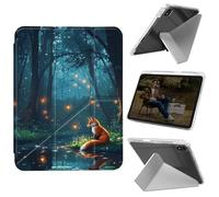 Cdkfxjy Tablet Case for iPad 10th Generation 10.9 inch 2022 - Folding Y-Shaped, Hard Transpatent Back, Mulit Angle Stand, Protective Cover with Pencil Holder - Fox Sitting by Water