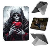 Cdkfxjy Tablet Case for iPad Air 11 inch M3 2025/M2 2024 - Folding Y-Shaped, Hard Transpatent Back, Mulit Angle Stand, Protective Cover with Pencil Holder - Grim Reaper Holding Heart