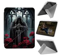 Cdkfxjy Tablet Case for iPad Air 11 inch M3 2025/M2 2024 - Folding Y-Shaped, Hard Transpatent Back, Mulit Angle Stand, Protective Cover with Pencil Holder - Knight and Sword