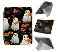Cdkfxjy Tablet Case for iPad Air 11 inch M3 2025/M2 2024 - Folding Y-Shaped, Hard Transpatent Back, Mulit Angle Stand, Protective Cover with Pencil Holder - Ghosts Flowers