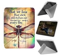 Cdkfxjy Tablet Case for iPad Air 13 inch M2 2024 - Folding Y-Shaped, Hard Transpatent Back, Mulit Angle Stand, Protective Cover with Pencil Holder - Dragonfly Bible Words