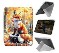 Cdkfxjy Tablet Case for iPad Air 13 inch M2 2024 - Folding Y-Shaped, Hard Transpatent Back, Mulit Angle Stand, Protective Cover with Pencil Holder - Fox with Autumm Leave