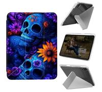 Cdkfxjy Tablet Case for iPad Air 13 inch M2 2024 - Folding Y-Shaped, Hard Transpatent Back, Mulit Angle Stand, Protective Cover with Pencil Holder - Sugar Skulls