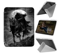 Cdkfxjy Tablet Case for iPad Air 13 inch M2 2024 - Folding Y-Shaped, Hard Transpatent Back, Mulit Angle Stand, Protective Cover with Pencil Holder - Grim Reaper Riding Horse