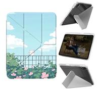 Cdkfxjy Tablet Case for iPad mini 6 2021/Mini 7 2024 8.3 inch - Folding Y-Shaped, Hard Transpatent Back, Mulit Angle Stand, Protective Cover with Pencil Holder - Cat Under Blue Sky