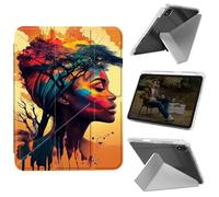 Cdkfxjy Tablet Case for iPad mini 6 2021/Mini 7 2024 8.3 inch - Folding Y-Shaped, Hard Transpatent Back, Mulit Angle Stand, Protective Cover with Pencil Holder - Beautiful African Woman