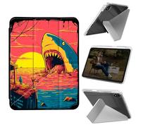 Cdkfxjy Tablet Case for iPad Mini 6 2021/Mini 7 2024 8.3 inch - Folding Y-shaped, Hard Transpatent Back, Mulit Angle Stand, Protective Cover with Pencil Holder - Shark Sunset