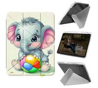Cdkfxjy Tablet Case for iPad mini 6 2021/Mini 7 2024 8.3 inch - Folding Y-Shaped, Hard Transpatent Back, Mulit Angle Stand, Protective Cover with Pencil Holder - Cute Elephant