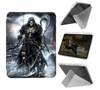 Cdkfxjy Tablet Case for iPad mini 6 2021/Mini 7 2024 8.3 inch - Folding Y-Shaped, Hard Transpatent Back, Mulit Angle Stand, Protective Cover with Pencil Holder - Grim Reaper Under Moon