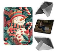 Cdkfxjy Tablet Case for iPad mini 6 2021/Mini 7 2024 8.3 inch - Folding Y-Shaped, Hard Transpatent Back, Mulit Angle Stand, Protective Cover with Pencil Holder - Snowman Candycane