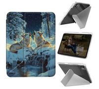 Cdkfxjy Tablet Case for iPad Pro 11 inch M4 2024 5th Gen - Folding Y-shaped, Hard Transpatent Back, Mulit Angle Stand, Protective Cover with Pencil Holder - Snow Wolves