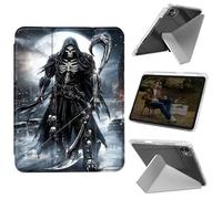 Cdkfxjy Tablet Case for iPad Pro 11 inch M4 2024 5th Gen - Folding Y-Shaped, Hard Transpatent Back, Mulit Angle Stand, Protective Cover with Pencil Holder - Grim Reaper Under Moon
