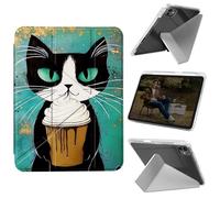 Cdkfxjy Tablet Case for iPad Pro 11 inch M4 2024 5th Gen - Folding Y-Shaped, Hard Transpatent Back, Mulit Angle Stand, Protective Cover with Pencil Holder - Ice Cream Cat