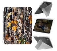 Cdkfxjy Tablet Case for iPad Pro 11 inch M4 2024 5th Gen - Folding Y-Shaped, Hard Transpatent Back, Mulit Angle Stand, Protective Cover with Pencil Holder - Camouflage Tree