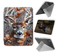 Cdkfxjy Tablet Case for iPad Pro 11 inch M4 2024 5th Gen - Folding Y-Shaped, Hard Transpatent Back, Mulit Angle Stand, Protective Cover with Pencil Holder - Camo Tree Deer