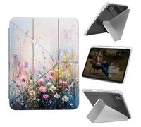 Cdkfxjy Tablet Case for iPad Pro 11 inch M4 2024 5th Gen - Folding Y-Shaped, Hard Transpatent Back, Mulit Angle Stand, Protective Cover with Pencil Holder - Colorful Floral Wildflowers