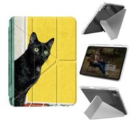 Cdkfxjy Tablet Case for iPad Pro 11 inch M4 2024 5th Gen - Folding Y-shaped, Hard Transpatent Back, Mulit Angle Stand, Protective Cover with Pencil Holder - Cat at Door