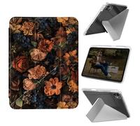 Cdkfxjy Tablet Case for iPad Pro 11 inch M4 2024 5th Gen - Folding Y-Shaped, Hard Transpatent Back, Mulit Angle Stand, Protective Cover with Pencil Holder - Floral Flowers