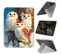 Cdkfxjy Tablet Case for iPad Pro 11 inch M4 2024 5th Gen - Folding Y-shaped, Hard Transpatent Back, Mulit Angle Stand, Protective Cover with Pencil Holder - Snowy Owls