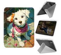 Cdkfxjy Tablet Case for iPad Pro 11 inch M4 2024 5th Gen - Folding Y-shaped, Hard Transpatent Back, Mulit Angle Stand, Protective Cover with Pencil Holder - White Dog