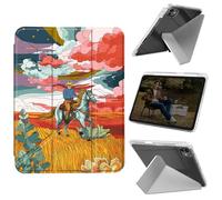 Cdkfxjy Tablet Case for iPad Pro 11 inch M4 2024 5th Gen - Folding Y-Shaped, Hard Transpatent Back, Mulit Angle Stand, Protective Cover with Pencil Holder - Riding Cowboy