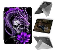Cdkfxjy Tablet Case for iPad Pro 13 inch M4 2024 7th Gen - Folding Y-Shaped, Hard Transpatent Back, Mulit Angle Stand, Protective Cover with Pencil Holder - Purple Dragon Skull