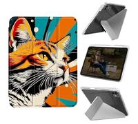 Cdkfxjy Tablet Case for iPad Pro 13 inch M4 2024 7th Gen - Folding Y-Shaped, Hard Transpatent Back, Mulit Angle Stand, Protective Cover with Pencil Holder - Cute Orange Cat