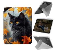 Cdkfxjy Tablet Case for iPad Pro 13 inch M4 2024 7th Gen - Folding Y-Shaped, Hard Transpatent Back, Mulit Angle Stand, Protective Cover with Pencil Holder - Cat Hides in Maple Leaves