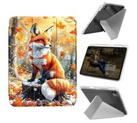Cdkfxjy Tablet Case for iPad Pro 13 inch M4 2024 7th Gen - Folding Y-Shaped, Hard Transpatent Back, Mulit Angle Stand, Protective Cover with Pencil Holder - Fox with Autumm Leave