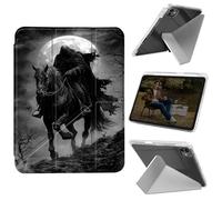 Cdkfxjy Tablet Case for iPad Pro 13 inch M4 2024 7th Gen - Folding Y-Shaped, Hard Transpatent Back, Mulit Angle Stand, Protective Cover with Pencil Holder - Grim Reaper Riding Horse