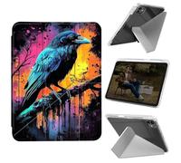 Cdkfxjy Tablet Case for iPad Pro 13 inch M4 2024 7th Gen - Folding Y-Shaped, Hard Transpatent Back, Mulit Angle Stand, Protective Cover with Pencil Holder - Raven on Branch