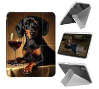 Cdkfxjy Tablet Case for iPad Pro 13 inch M4 2024 7th Gen - Folding Y-Shaped, Hard Transpatent Back, Mulit Angle Stand, Protective Cover with Pencil Holder - Red Wine Dog