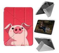 Cdkfxjy Tablet Case for iPad Pro 13 inch M4 2024 7th Gen - Folding Y-Shaped, Hard Transpatent Back, Mulit Angle Stand, Protective Cover with Pencil Holder - Cute Pig