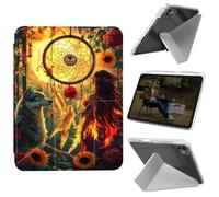 Cdkfxjy Tablet Case for iPad Pro 13 inch M4 2024 7th Gen - Folding Y-shaped, Hard Transpatent Back, Mulit Angle Stand, Protective Cover with Pencil Holder - Wolf and Woman