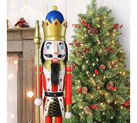 CDL 120cm 48" 4Ft Tall Life-Size Large/Giant Red Christmas Nutcracker King On Stand Holds Golden Scepter For Indoor Outdoor Xmas/Event/Ceremonies/Commercial Decoration(4 Feet, King Red K11)