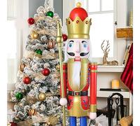 CDL 120cm Large Nutcracker King Red Christmas Indoor Outdoor Decoration K01