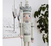 CDL 150 cm Giant 5 Feet White Gold Shining Christmas Decoration Wooden Nutcracker King K30